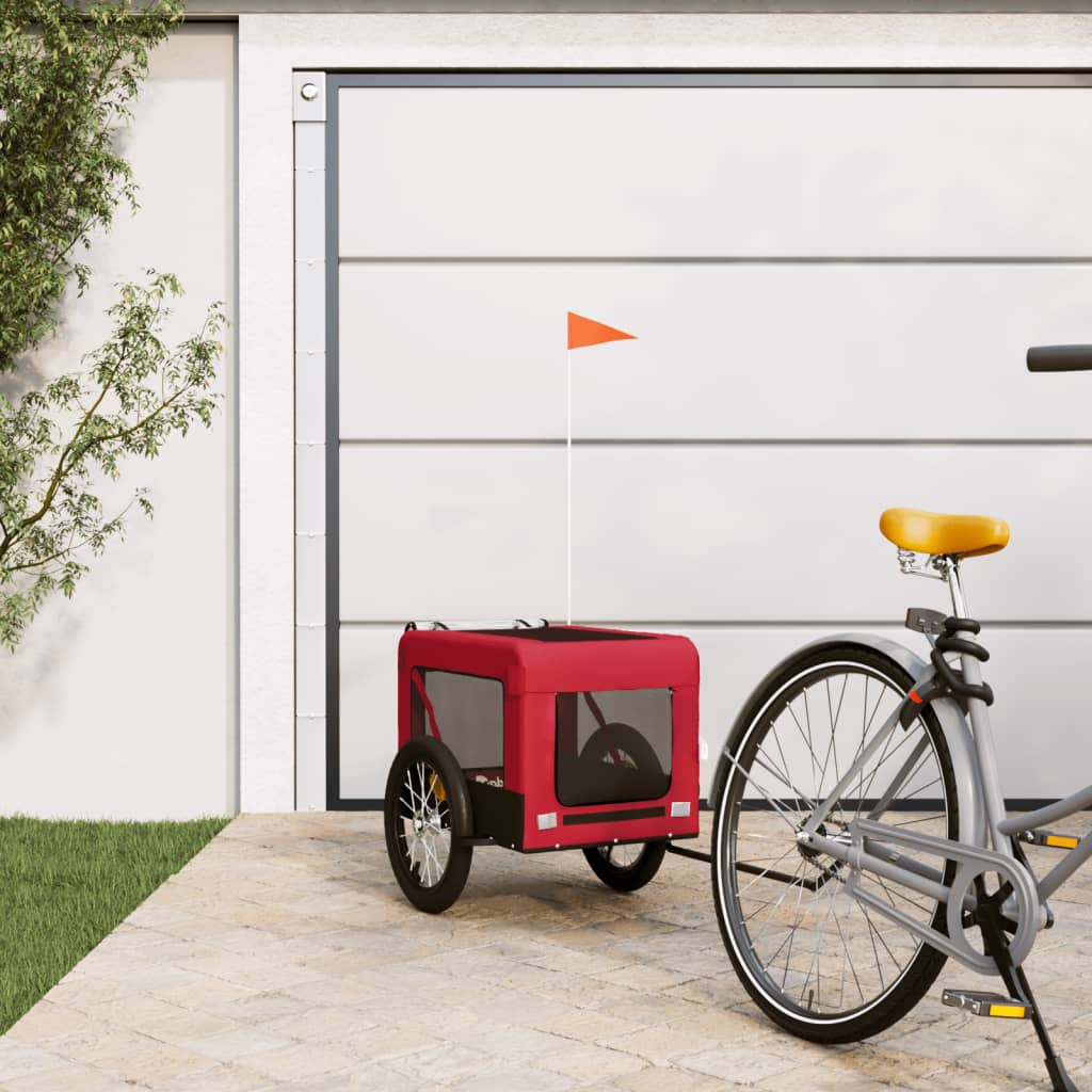 Dog Bike Trailer Red and Black Oxford Fabric&Iron - Style and Chic