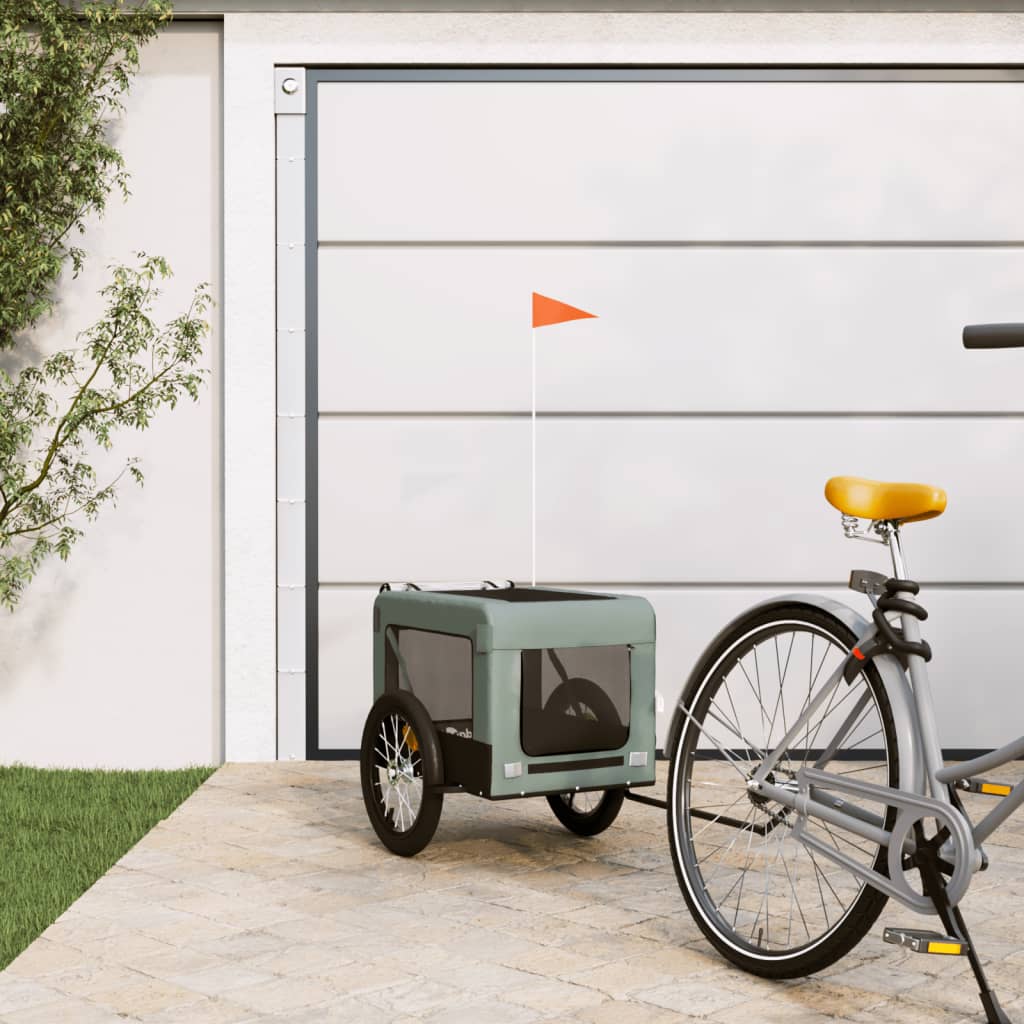 Dog Bike Trailer Grey and Black Oxford Fabric&Iron - All Things Good