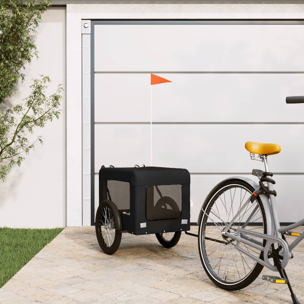 Dog Bike Trailer Black Oxford Fabric&Iron - Merlin Deals