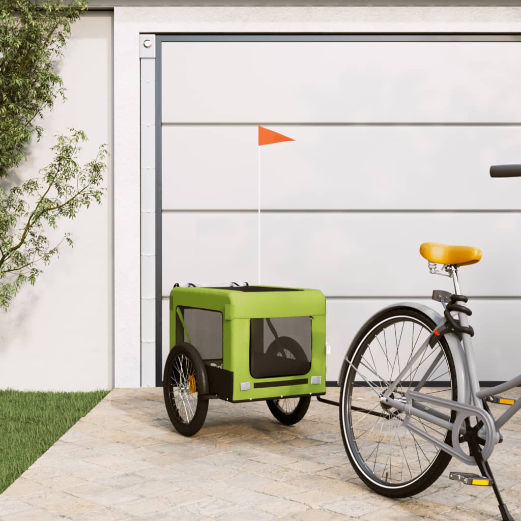 Pet Bike Trailer Green and Black Oxford Fabric and Iron - Decor Base