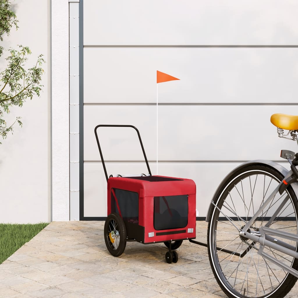 Pet Bike Trailer Red and Black Oxford Fabric and Iron - Casper Homes