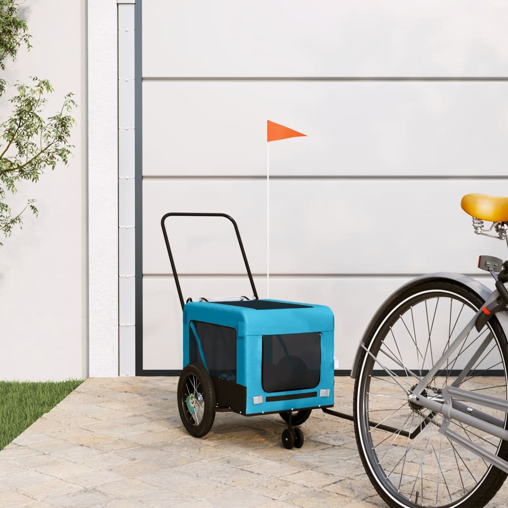 Pet Bike Trailer Blue and Black Oxford Fabric and Iron - Merlin Deals