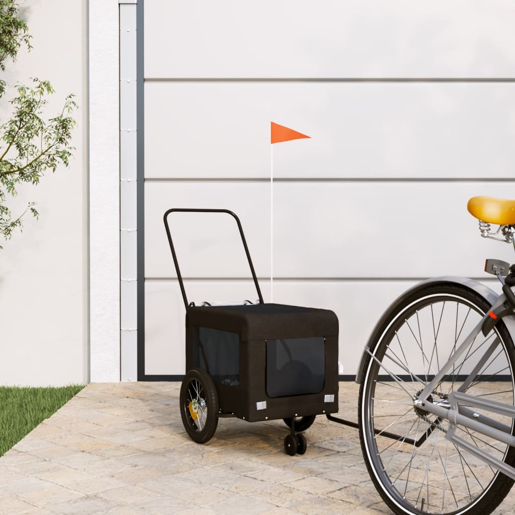Pet Bike Trailer Black Oxford Fabric and Iron - Unbeatable Bargains