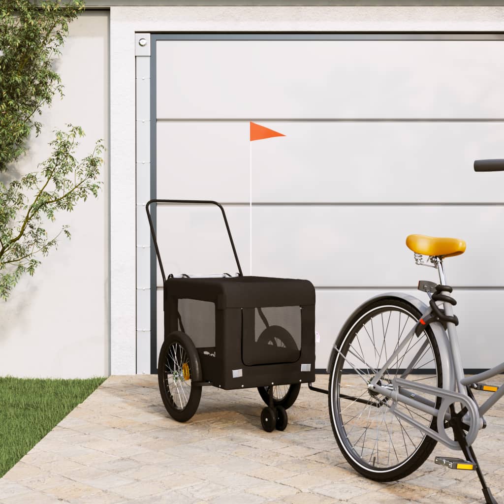 Pet Bike Trailer Black Oxford Fabric and Iron - Design Hut