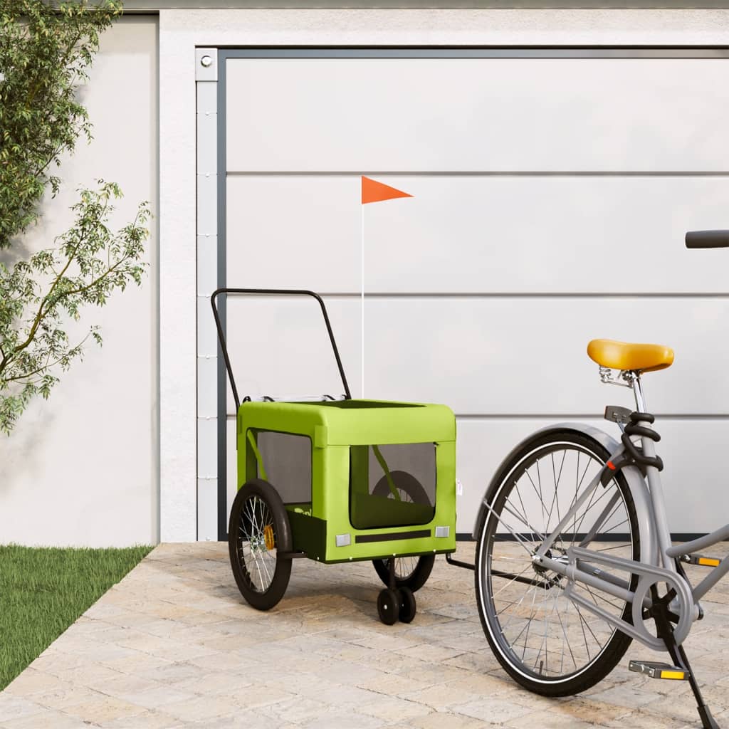 Pet Bike Trailer Green and Black Oxford Fabric and Iron - Casper Homes