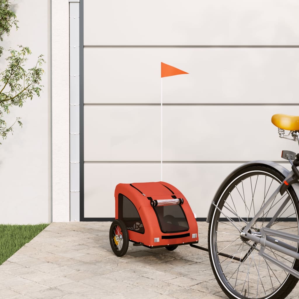Pet Bike Trailer Orange Oxford Fabric and Iron - Casper Homes