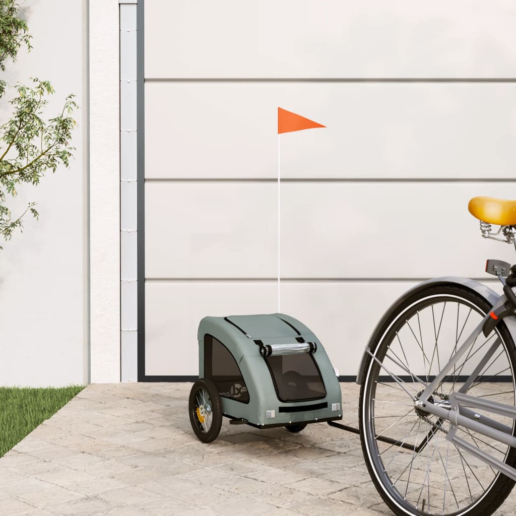 Pet Bike Trailer Grey Oxford Fabric and Iron - Sid & Sam