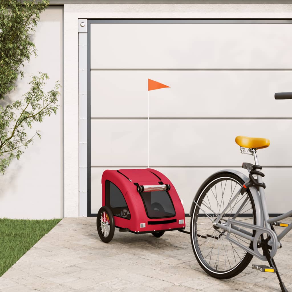 Dog Bike Trailer Red Oxford Fabric and Iron - R and M Furniture