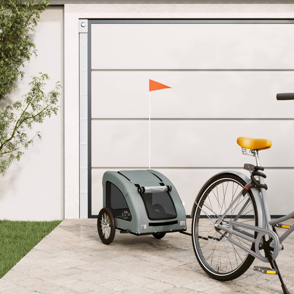 Pet Bike Trailer Grey Oxford Fabric and Iron - Unbeatable Bargains
