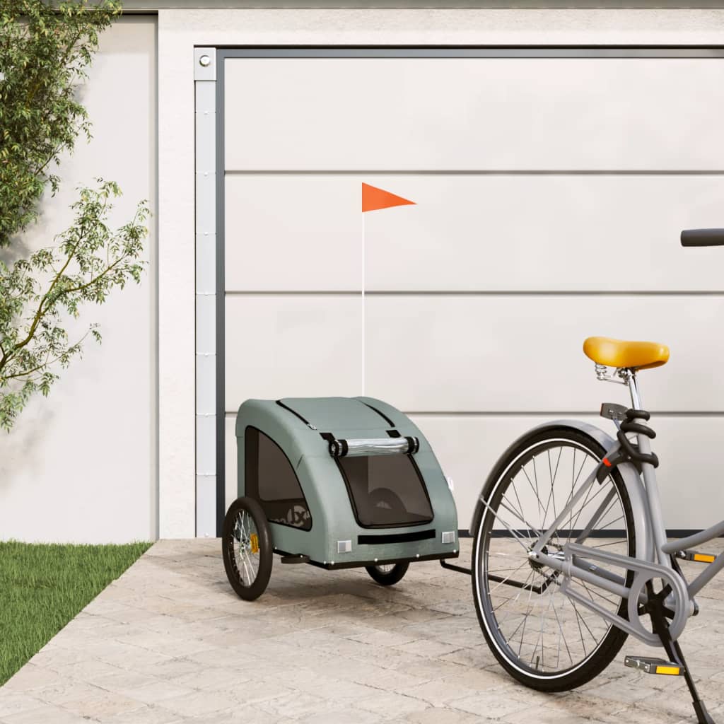Pet Bike Trailer Grey Oxford Fabric and Iron - Decor Base