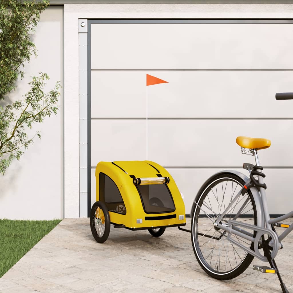 Pet Bike Trailer Yellow Oxford Fabric and Iron - Decor Base