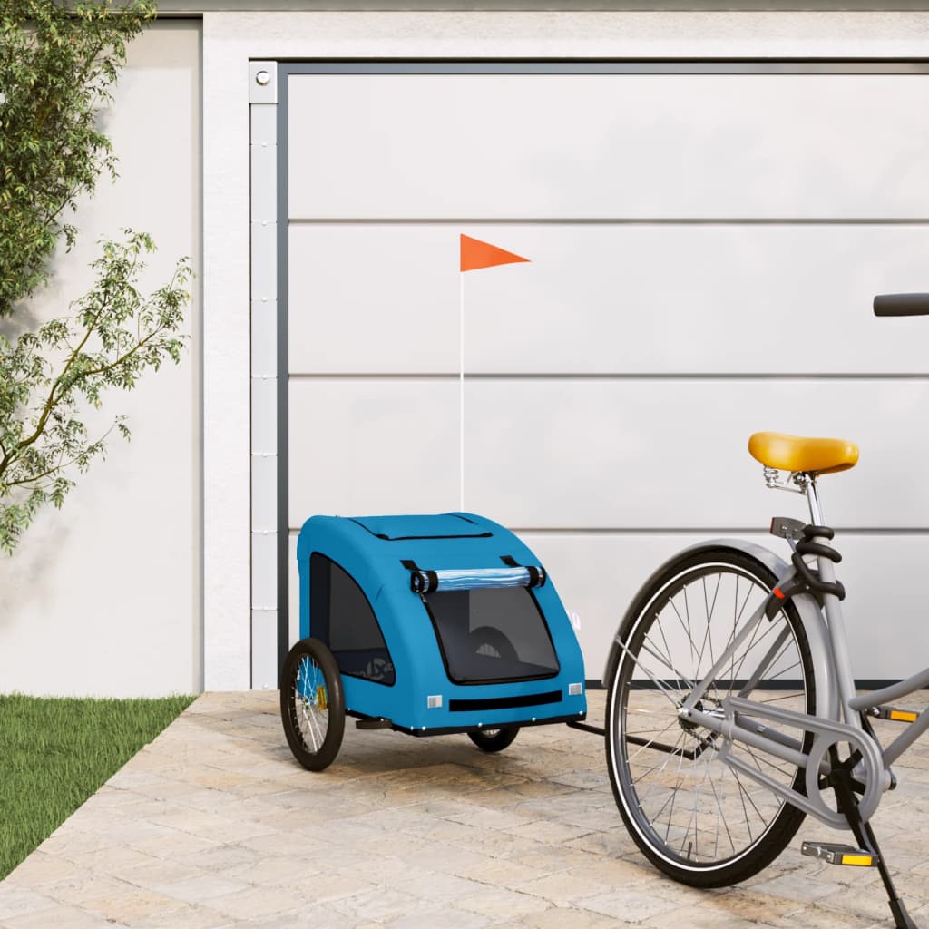 Pet Bike Trailer Blue Oxford Fabric and Iron - Decor Base