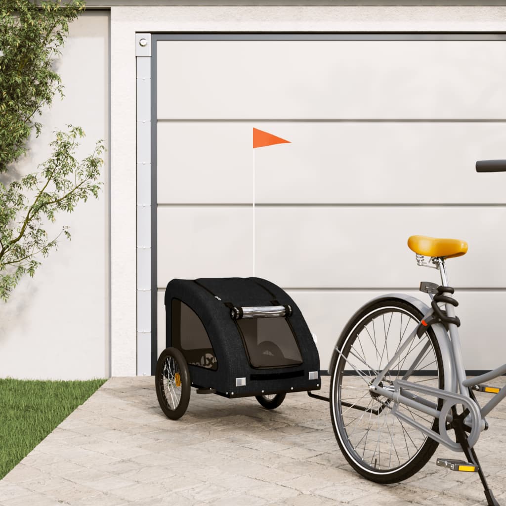 Pet Bike Trailer Black Oxford Fabric and Iron - vid-93968 - Decor Base