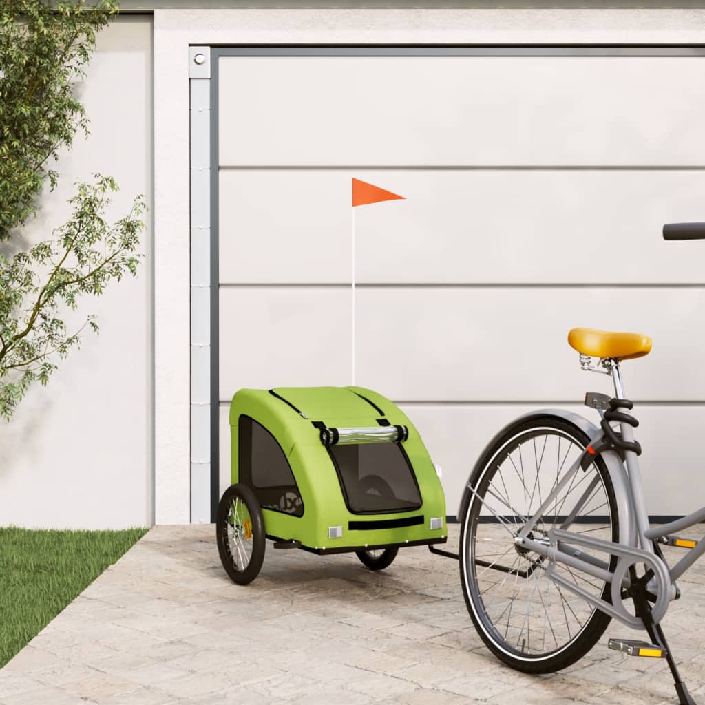 Pet Bike Trailer Green Oxford Fabric and Iron - Decor Base