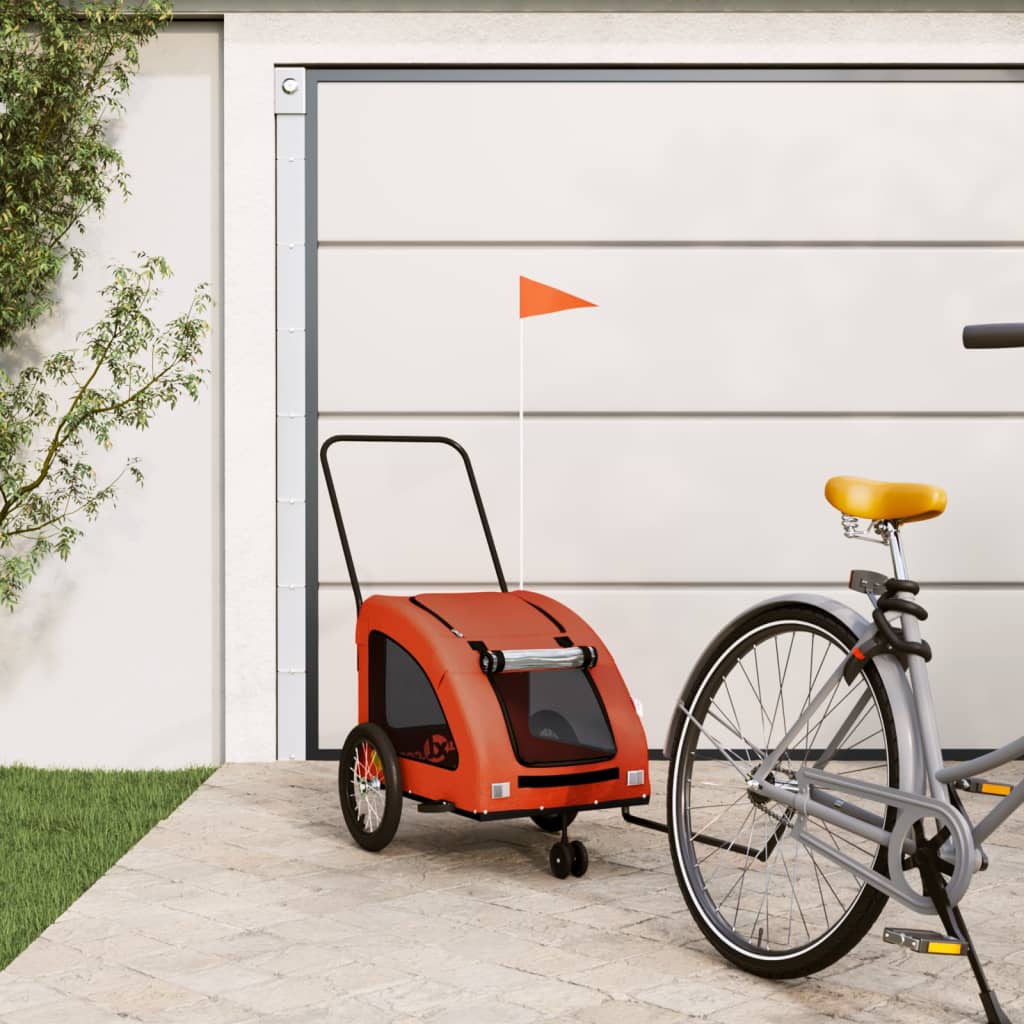 Pet Bike Trailer Orange Oxford Fabric and Iron - Brittle & Co