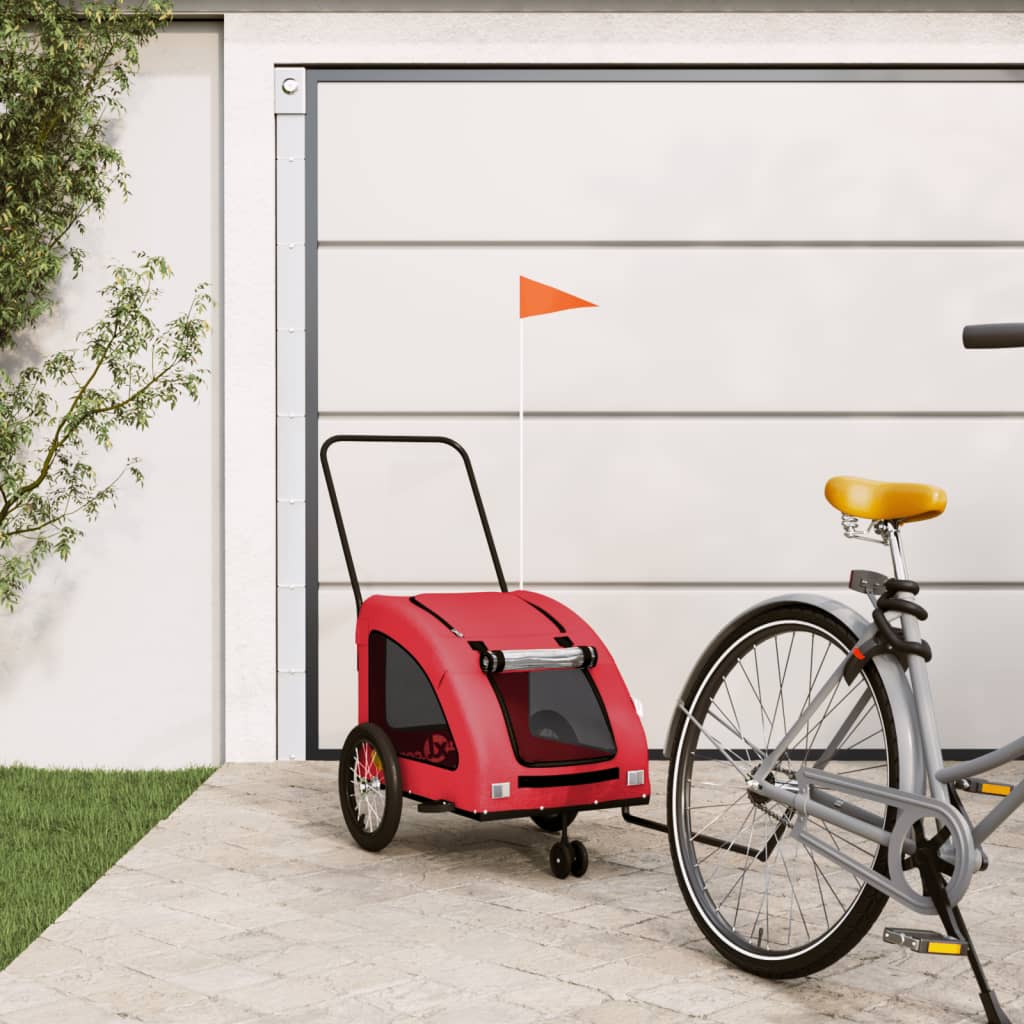 Pet Bike Trailer Red Oxford Fabric and Iron - Brittle & Co