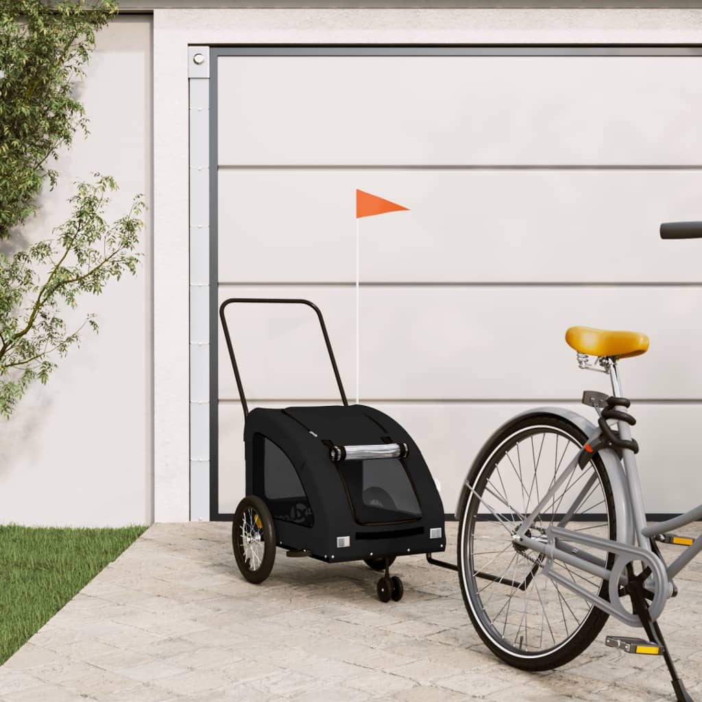 Pet Bike Trailer Black Oxford Fabric and Iron - Brittle & Co