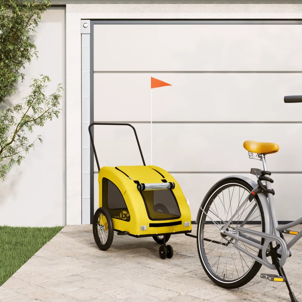 Pet Bike Trailer Yellow Oxford Fabric and Iron - vid-93987 - Decor Base