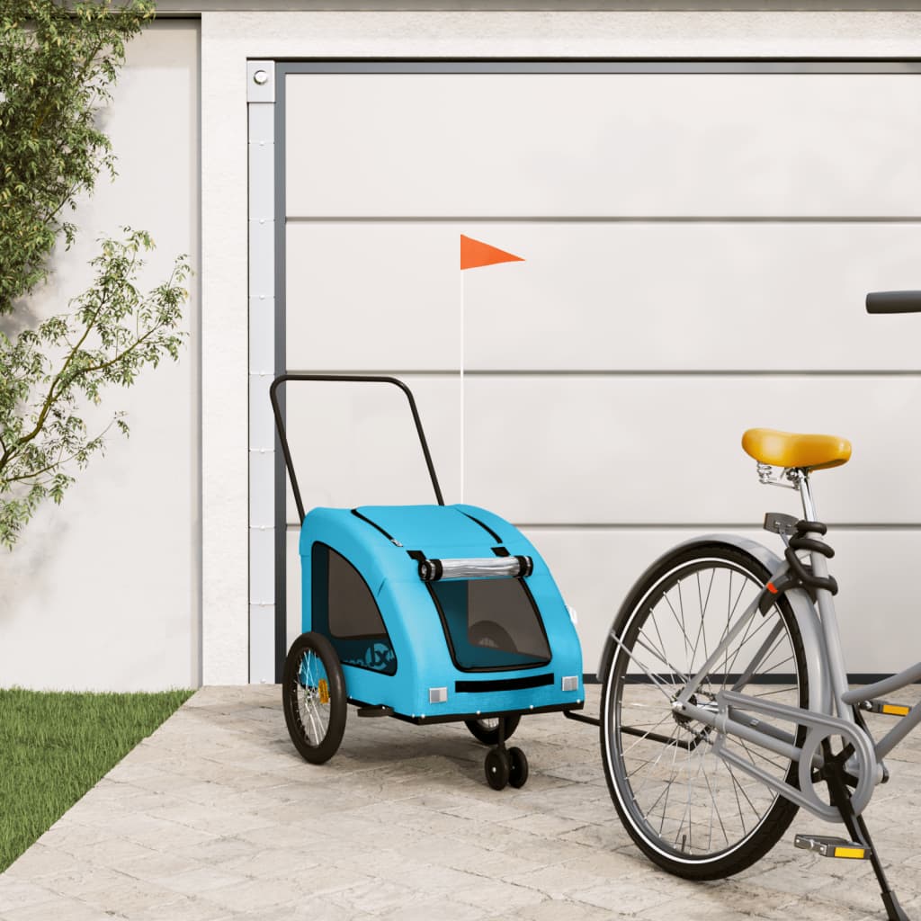 Pet Bike Trailer Blue Oxford Fabric and Iron - Decor Base