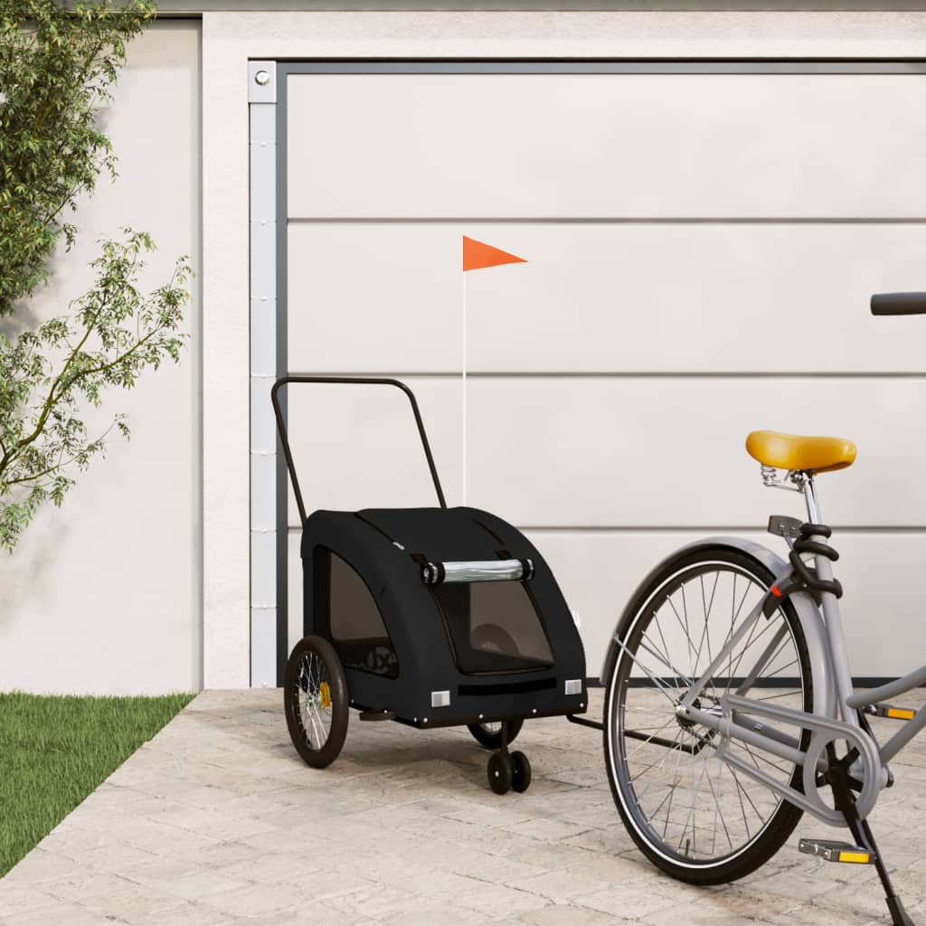 Pet Bike Trailer Black Oxford Fabric and Iron - vid-93989 - Decor Base
