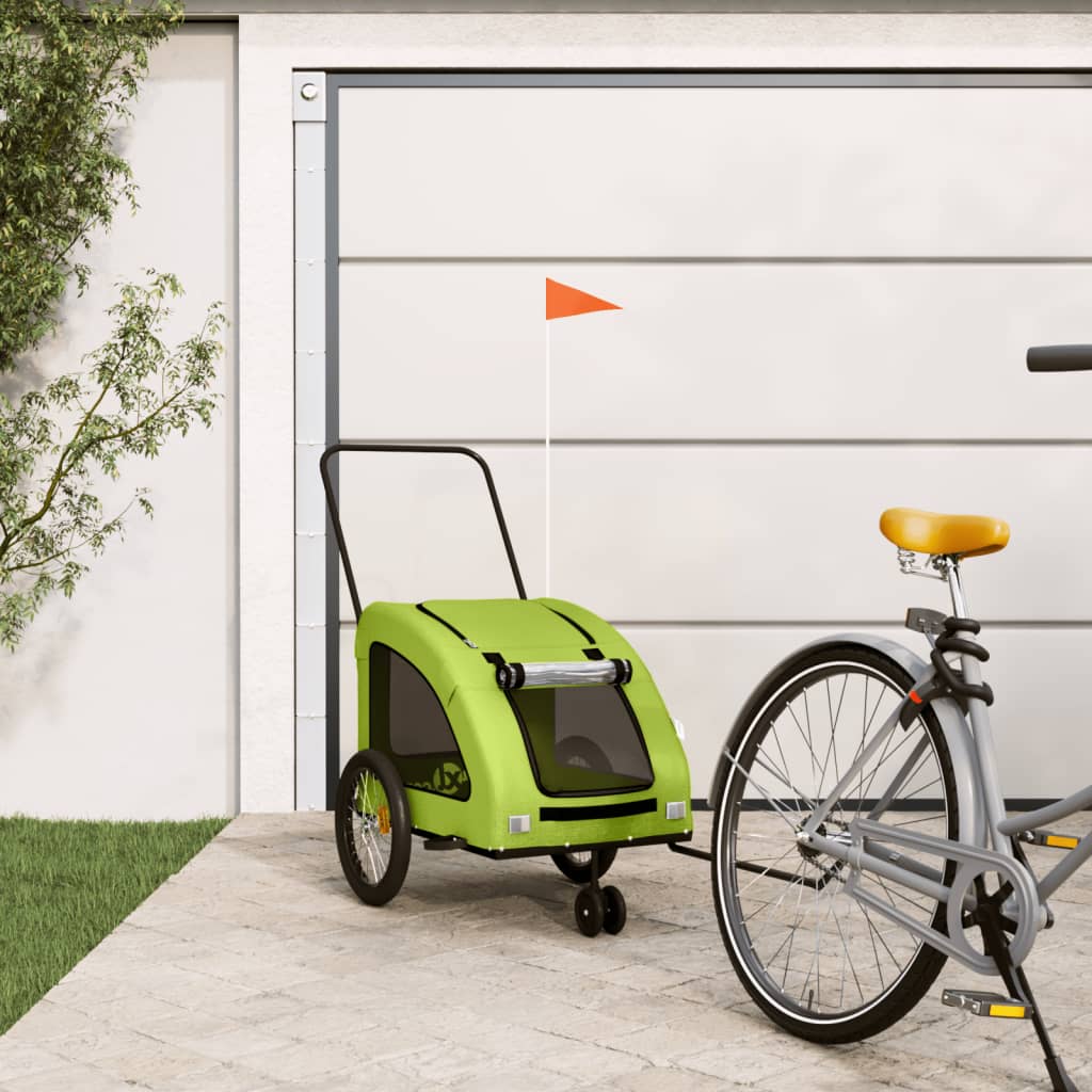 Pet Bike Trailer Green Oxford Fabric and Iron - vid-93990 - Decor Base