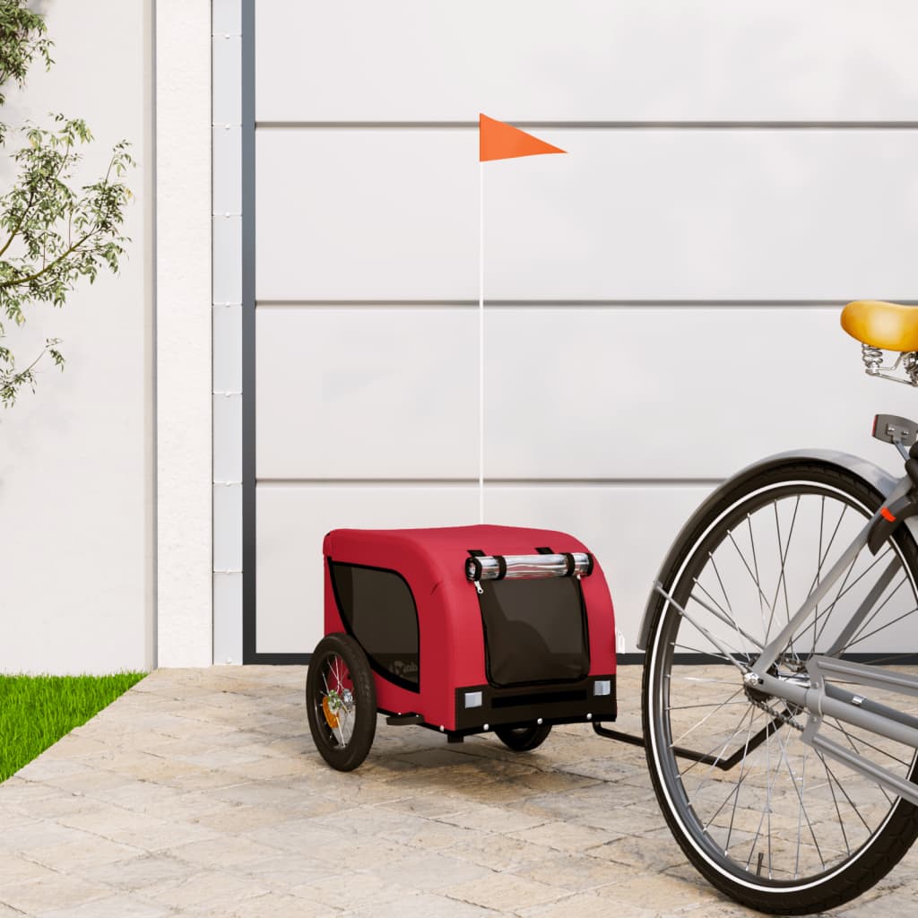 Dog Bike Trailer Red and Black Oxford Fabric and Iron - Brittle & Co
