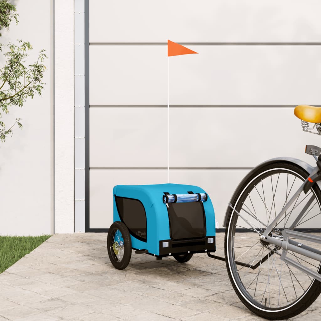 Pet Bike Trailer Blue and Black Oxford Fabric and Iron - Casper Homes