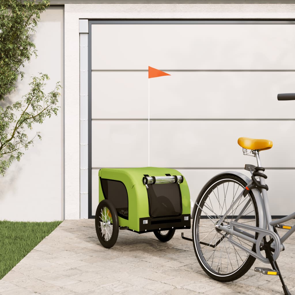 Pet Bike Trailer Green and Black Oxford Fabric and Iron - Merkel Designers