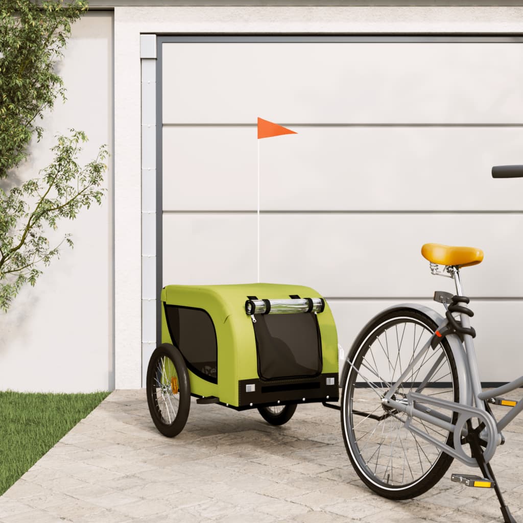 Pet Bike Trailer Green and Black Oxford Fabric and Iron - The Home Maker