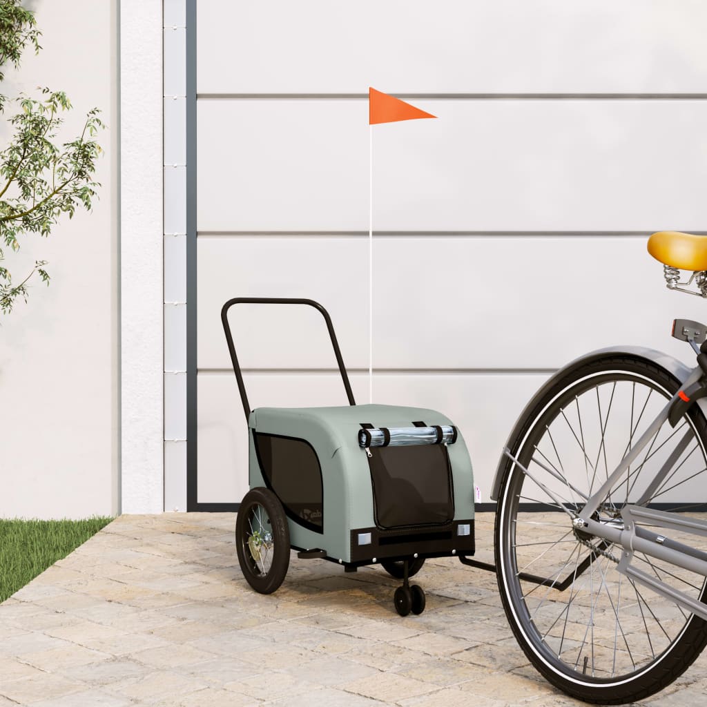 Pet Bike Trailer Grey and Black Oxford Fabric and Iron - Casper Homes