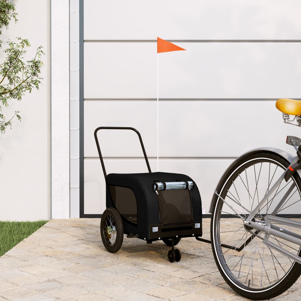 Pet Bike Trailer Black Oxford Fabric and Iron - Casper Homes