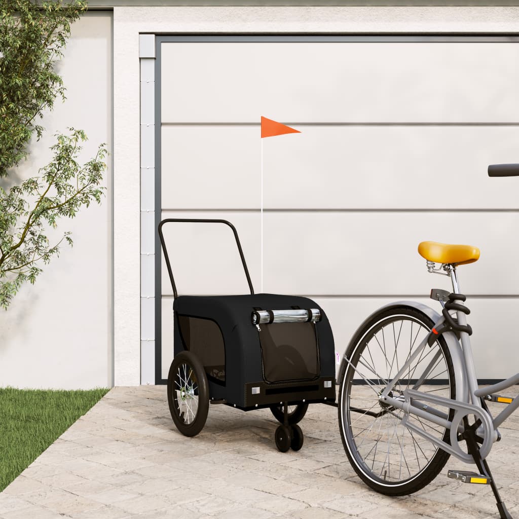 Pet Bike Trailer Black Oxford Fabric and Iron - Tyrell & Tyrell