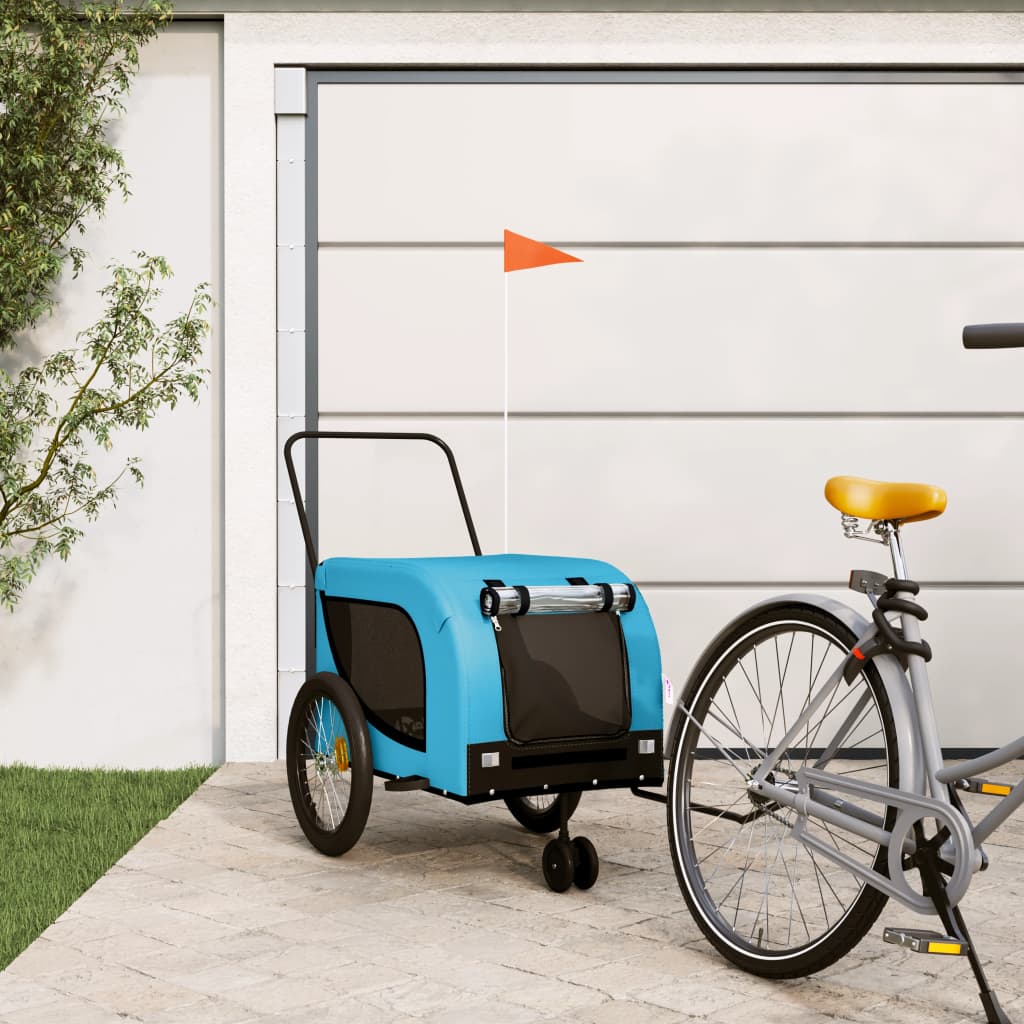 Pet Bike Trailer Blue and Black Oxford Fabric and Iron - Brittle & Co