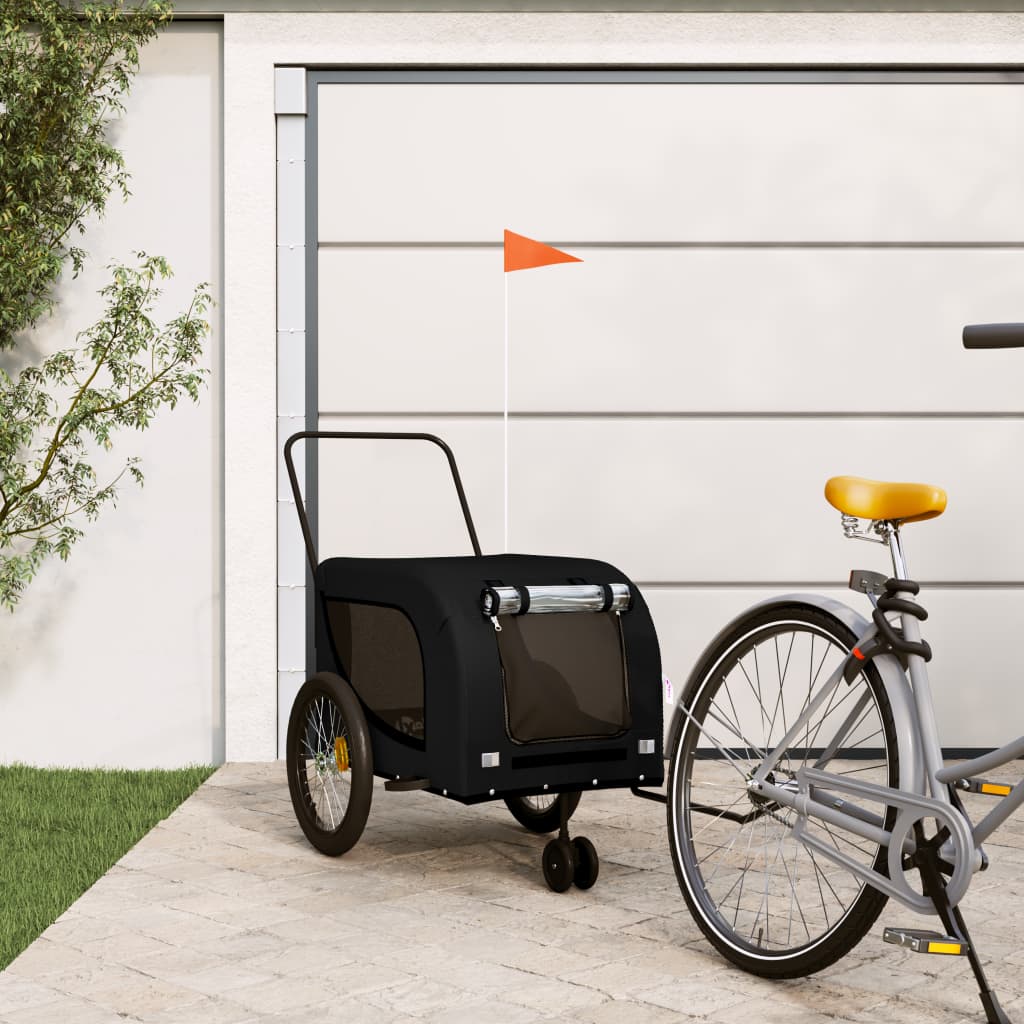 Pet Bike Trailer Black Oxford Fabric and Iron - Sid & Sam