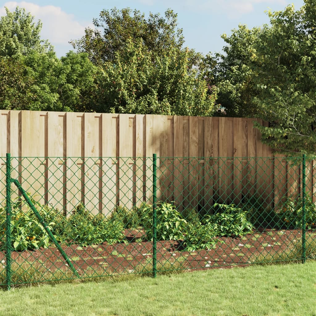 Chain Link Fence with Spike Anchors Green 1x25 m - Tyrell & Tyrell