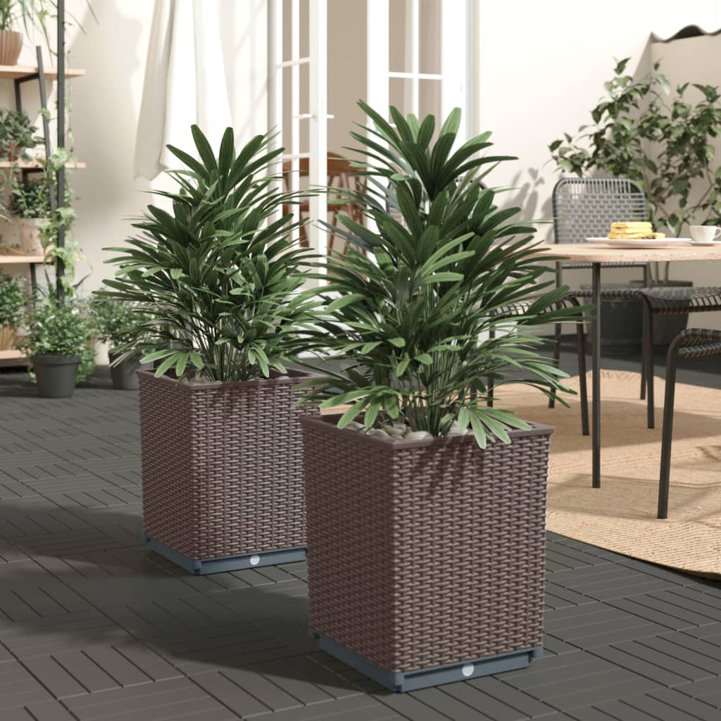 Planters 2 pcs Brown 30x30x37 cm Polypropylene - Millennium Furniture