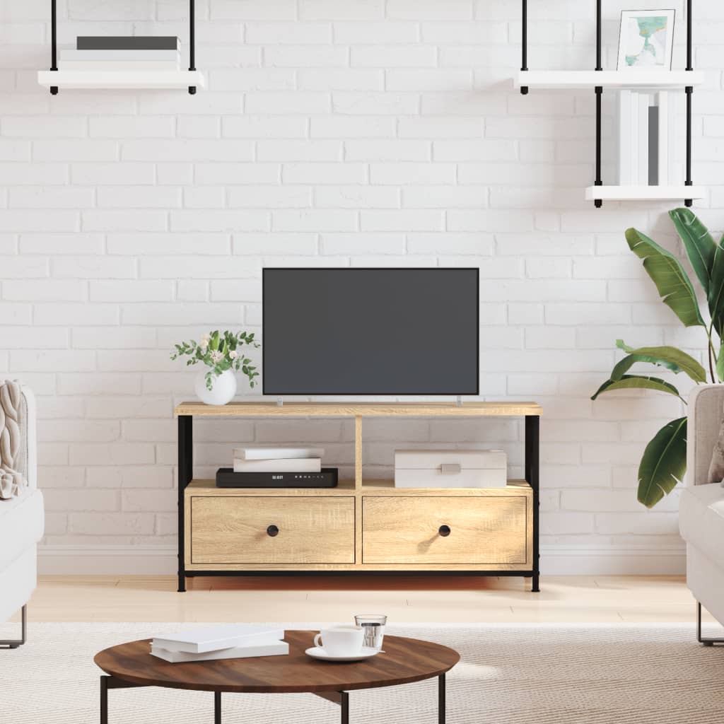 TV Cabinet Sonoma Oak 90x33x45 cm Engineered Wood&Iron - Millennium Furniture