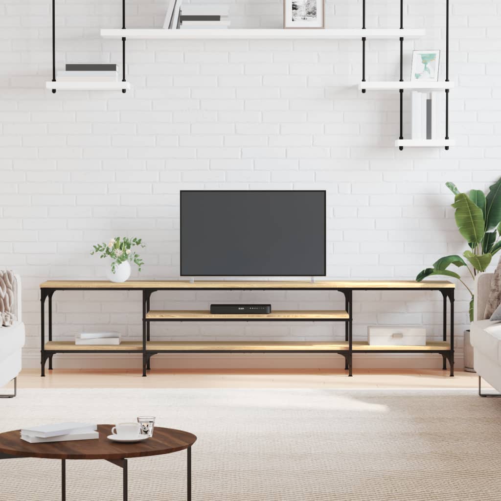 TV Cabinet Sonoma Oak 201x35x45 cm Engineered Wood&Iron - Unbeatable Bargains