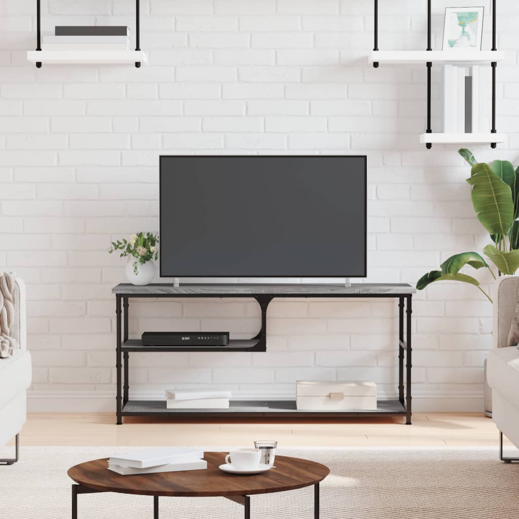 TV Cabinet Grey Sonoma 103x38x46.5 cm Engineered Wood and Steel - Millennium Furniture