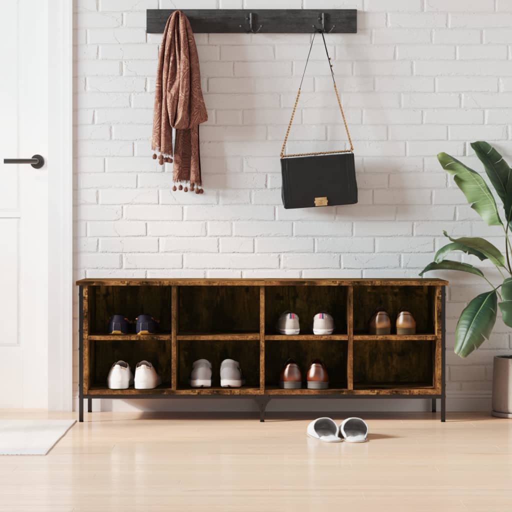 Shoe Cabinet Smoked Oak 131x35x50 cm Engineered Wood - Style and Chic