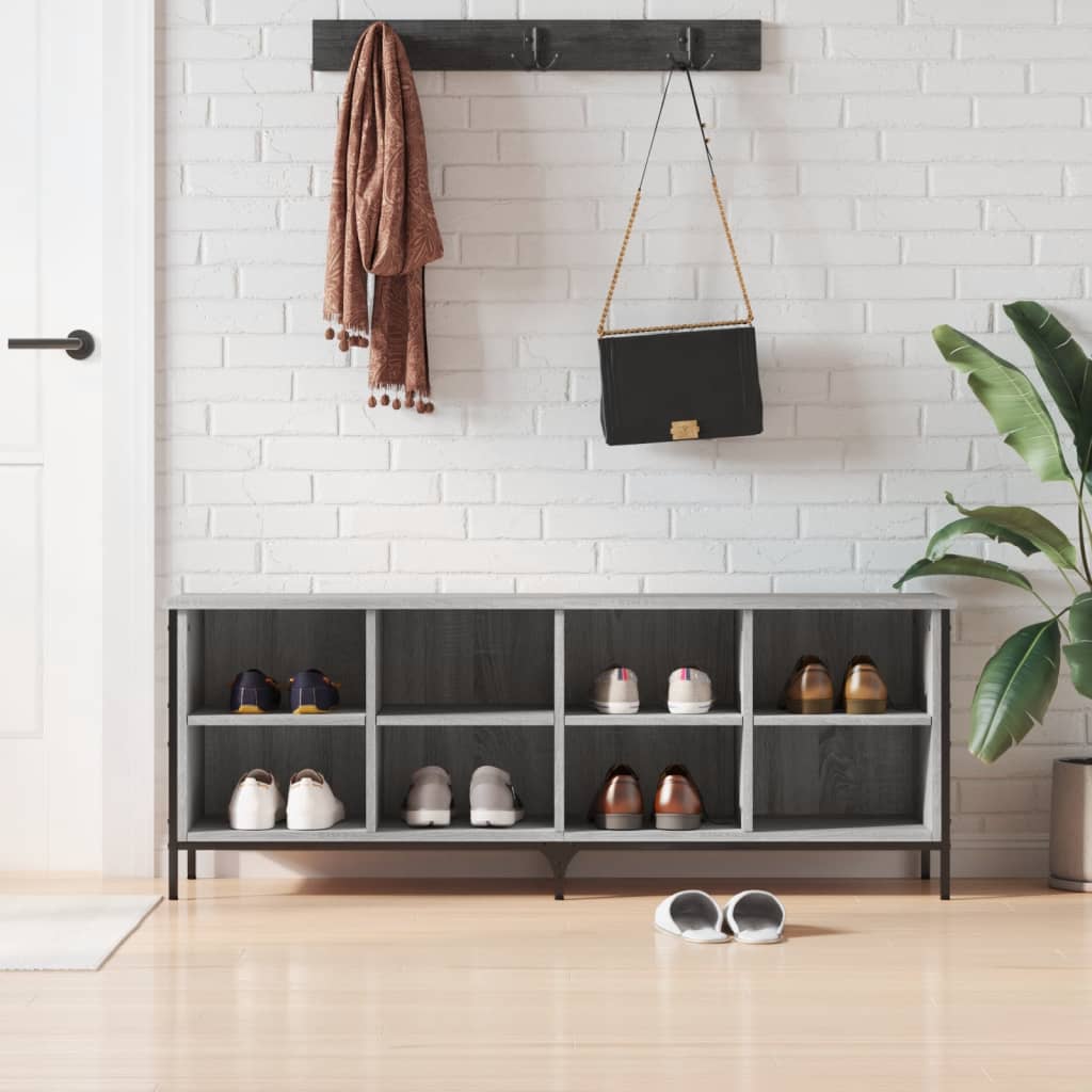 Shoe Cabinet Grey Sonoma 131x35x50 cm Engineered Wood - Millennium Furniture