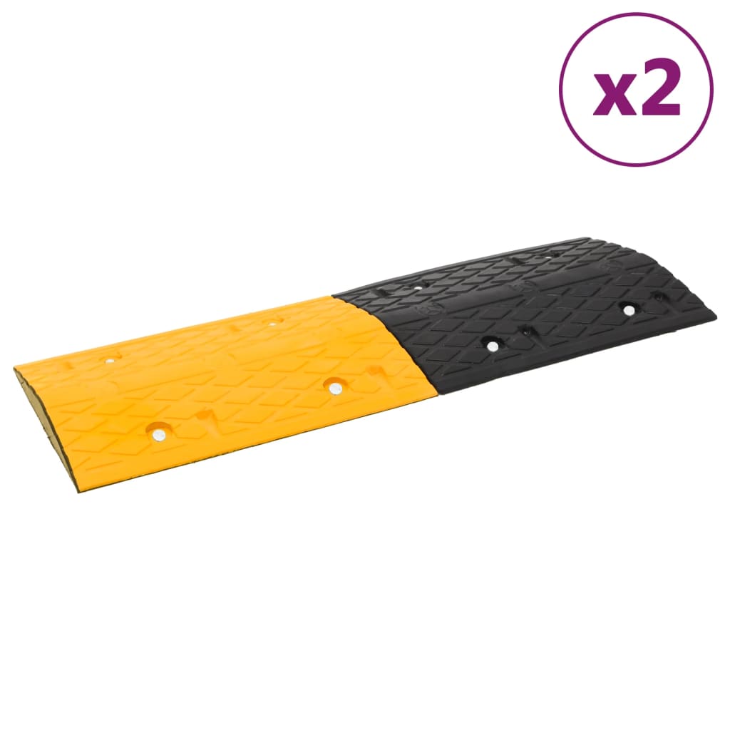 Speed Hump 2 Pcs Yellow and Black 97x32.5x4cm Rubber - Decor Base