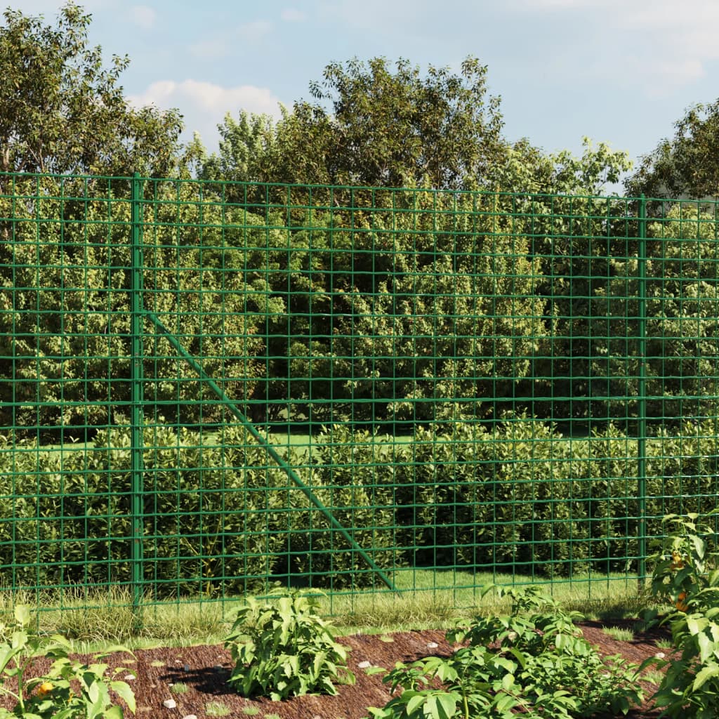 Wire Mesh Fence with Spike Anchors Green 1.8x10 m - Unbeatable Bargains