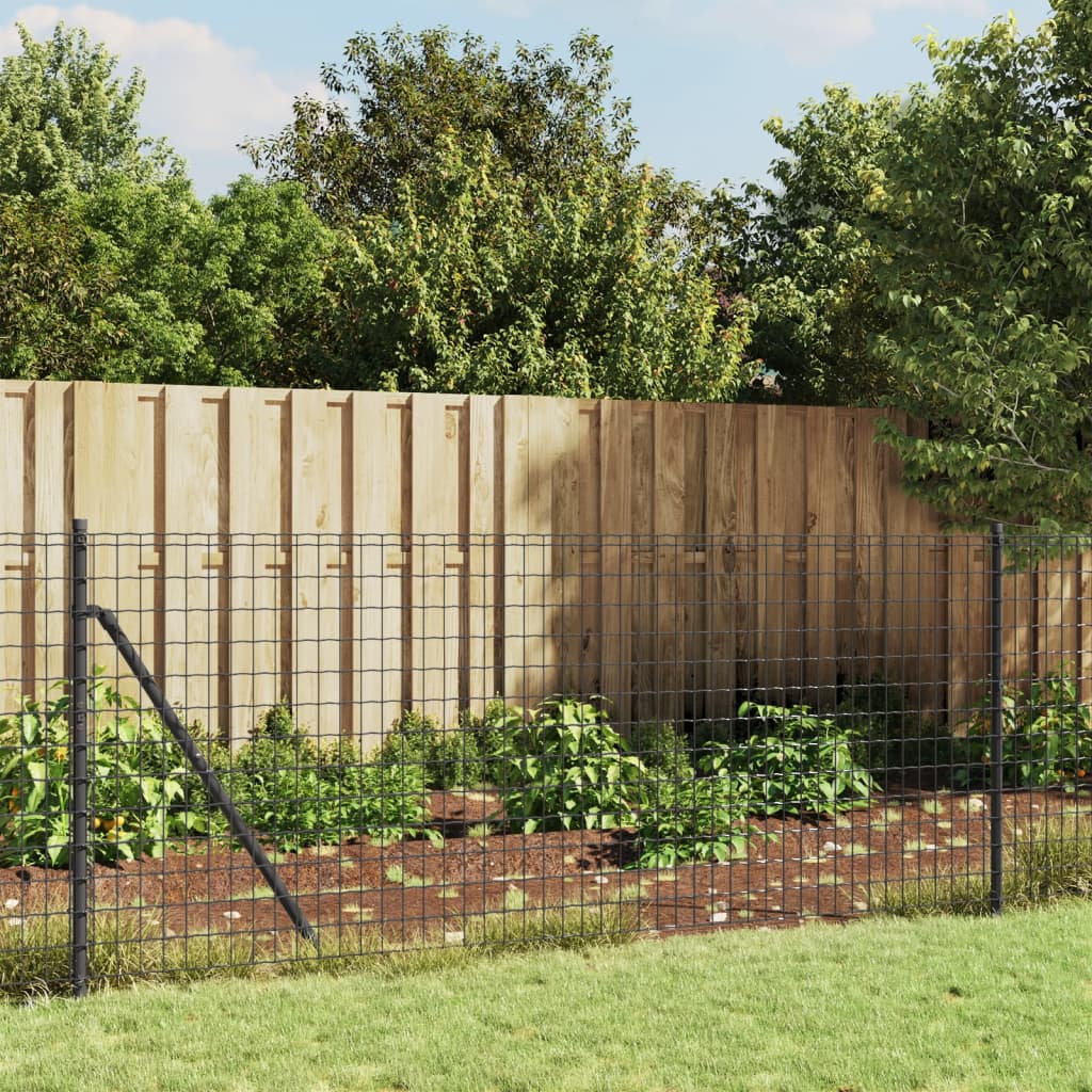 Wire Mesh Fence Anthracite 0.8x10 m Galvanised Steel - Merkel Designers