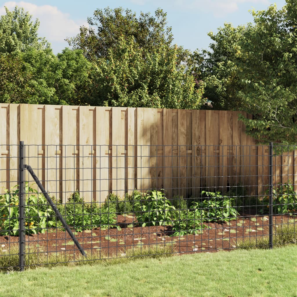 Wire Mesh Fence Anthracite 0.8x25 m Galvanised Steel - Merkel Designers