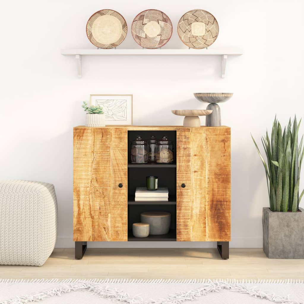 Sideboard with 2 Doors 90x33x75 cm Solid Wood Mango - Millennium Furniture