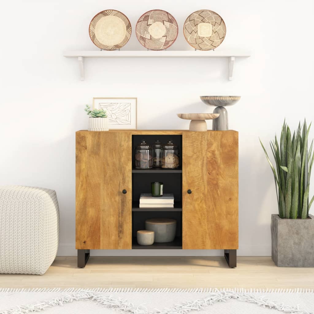 Sideboard with 2 Doors 90x33x75 cm Solid Wood Mango - The Home Maker