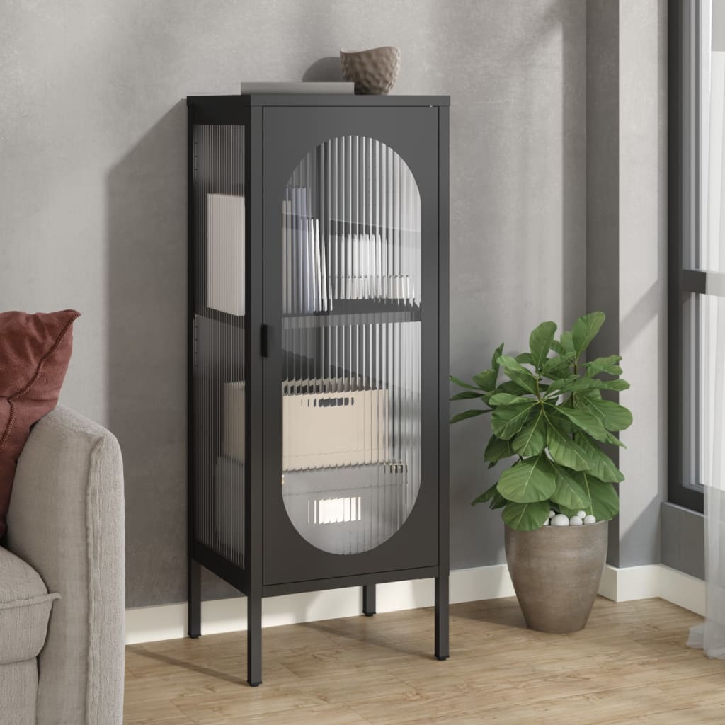 Sideboard Black 40x35x105 cm Glass and Steel - Unbeatable Bargains