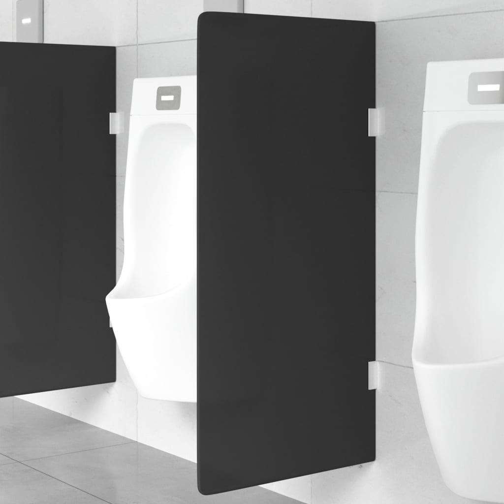 Wall-mounted Urinal Privacy Screen Black 90x40 cm Tempered Glass - Brittle & Co