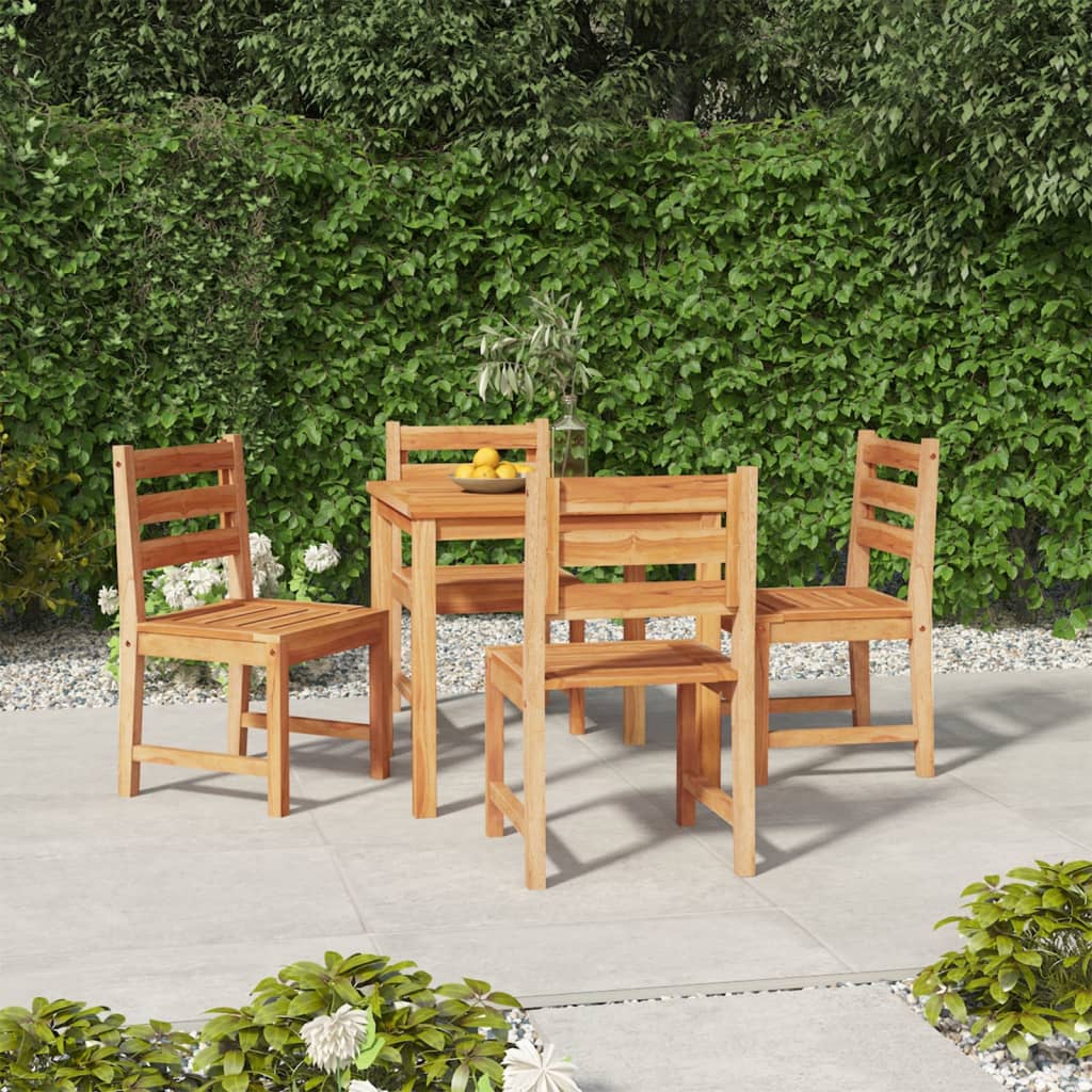 5 Piece Garden Dining Set Solid Wood Teak - Unbeatable Bargains